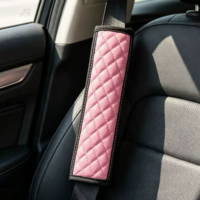 Seat belt shoulder pad Seatbelt Shoulder Protector Leather - pink-diamond-quilted-shoulder-pads-23715cm