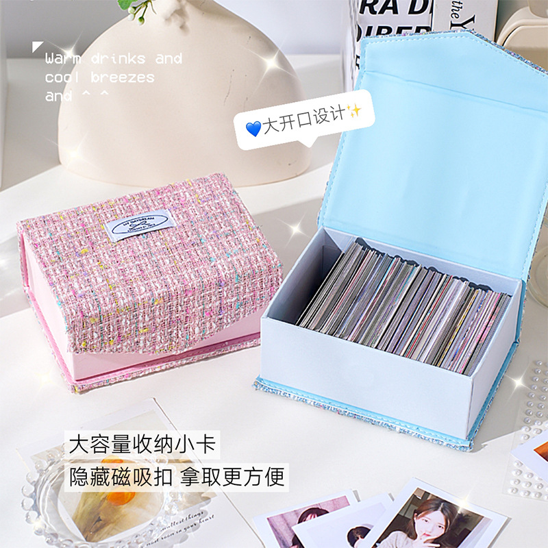 Caja de tarjetas de viento de fragancia pequeña pu corazón de niña de alto valor dibujos animados a prueba de polvo estudiantes hebilla magnética estrella pequeña tarjeta caja de almacenamiento escritorio