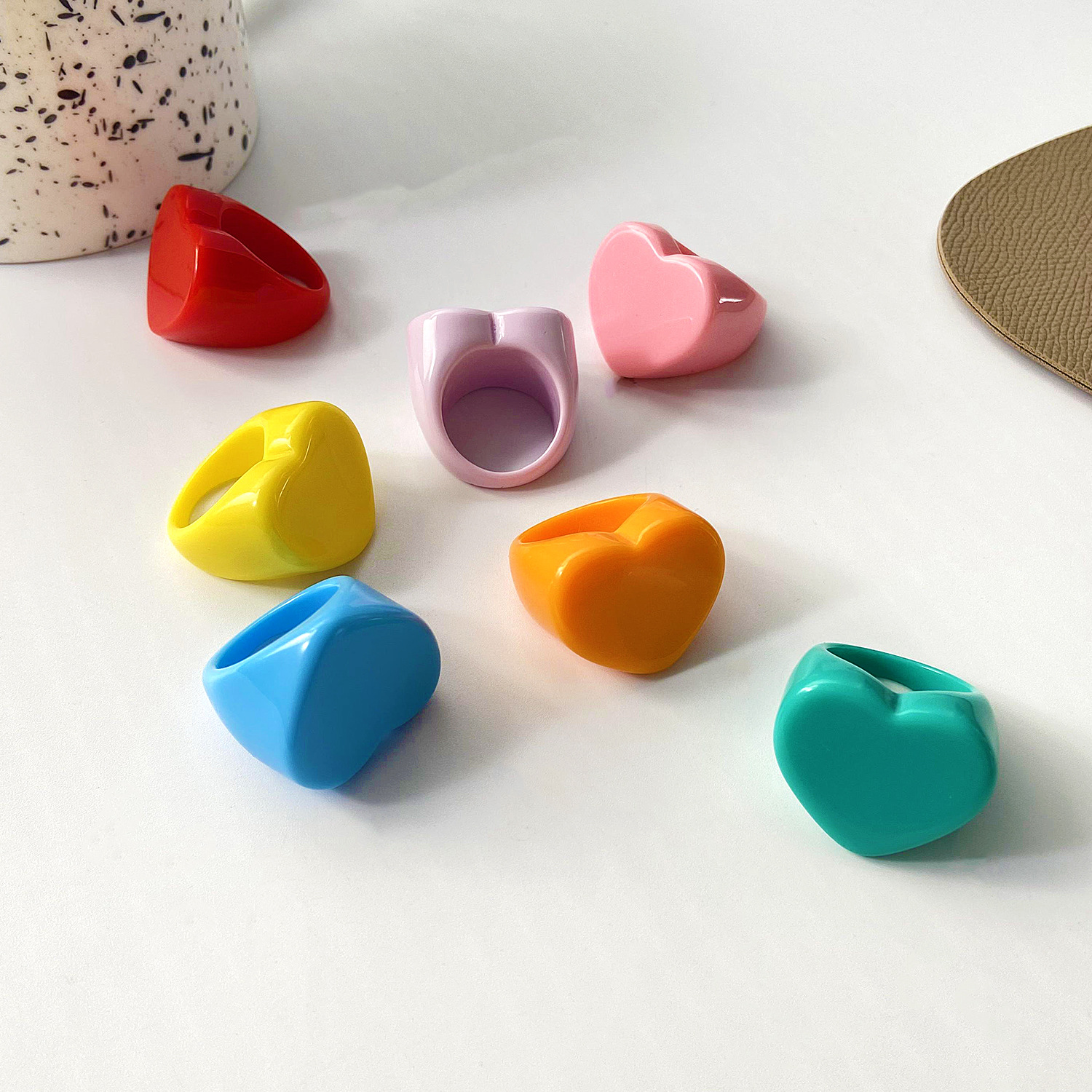 Acrylic brand cute ring heart-shaped heart shaped