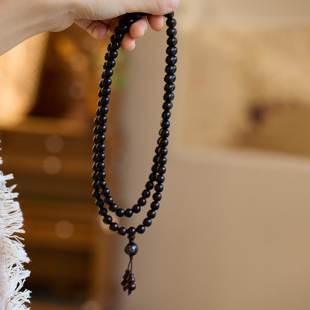 Natural Indian Red Sandalwood Bracelet Full Of Gold Stars,High-density Old Material,108 Rosary Beads,Men's And Women's Wooden Bracelets