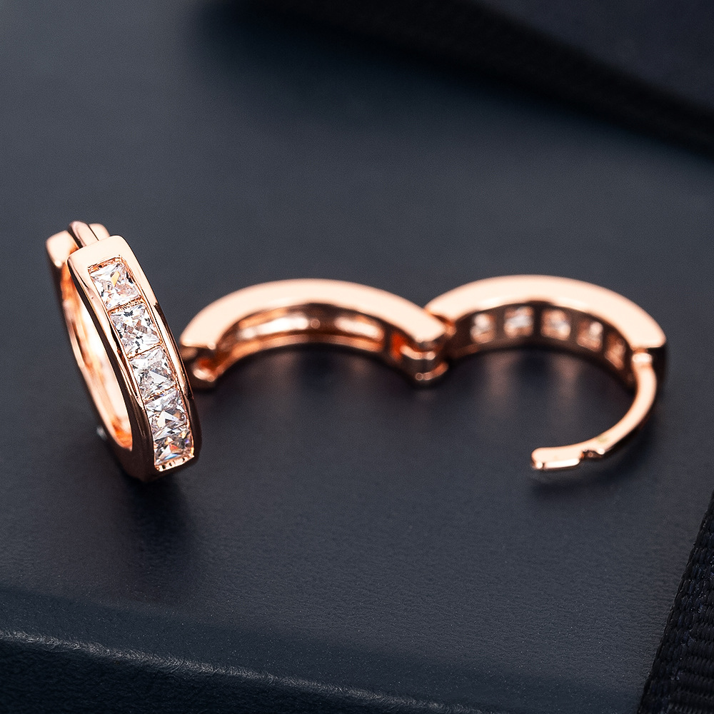 Hoop Earrings Classification 1 Pair Quantity 1 Pair Casual Elegant Geometric Copper Zircon Hoop Earrings