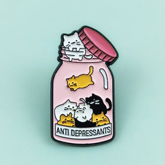 漫画の猫のボトルのかわいいブローチ、創造的でかわいい子猫の合金オイルドリップバッジ、衣類アクセサリー、ピンバックル