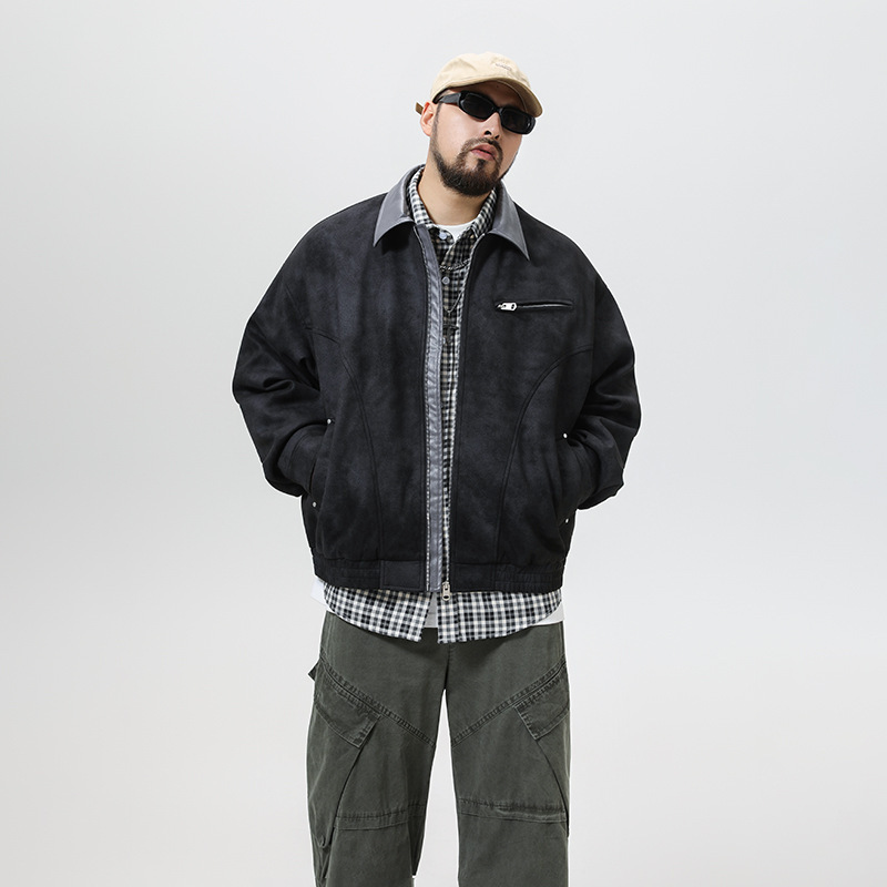 Cross-Border Foreign Trade Aliexpress Amazon Men's American Retro Large Pocket Work Jacket Men's Lapel Pilot Jacket