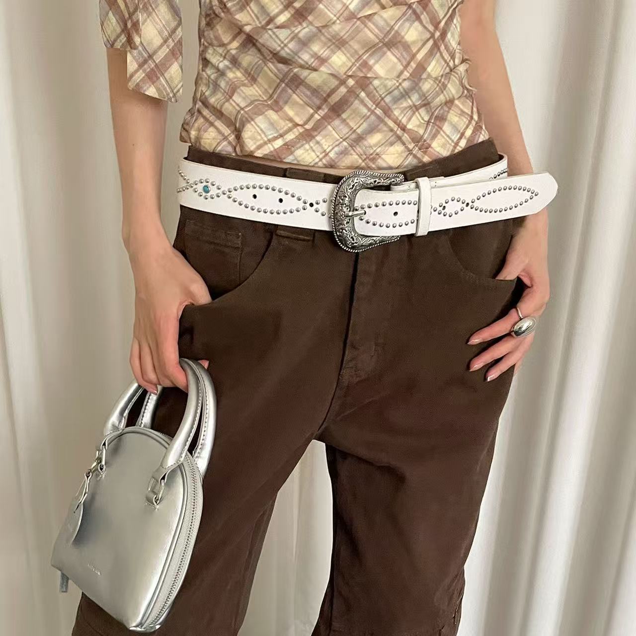 ファッションの新型レトロな宝石のベルトの女性のパンク風の個性y 2kギャルの装飾の百合のベルトの現物