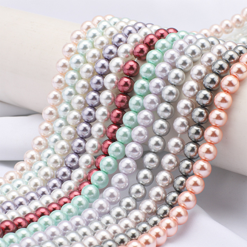 High-Gloss Shell Beads 4/6/8/10mm Glass Beads Imitation Shell DIY Jewelry Accessories Mobile Phone Chain Shoe Clothing Accessories Making