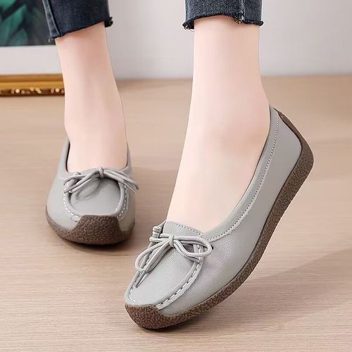 [Soft Leather Soft Sole] Summer One-Piece Mom Shoes Tendon Sole Women's Shoes Flat-soled Beanie Shoes Anti-Slip Pregnant Women's Shoes