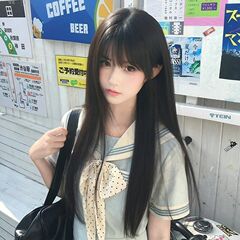 假发女长发减龄Lolita黑色自然齐刘海万用cos仿真jk黑长直全头套