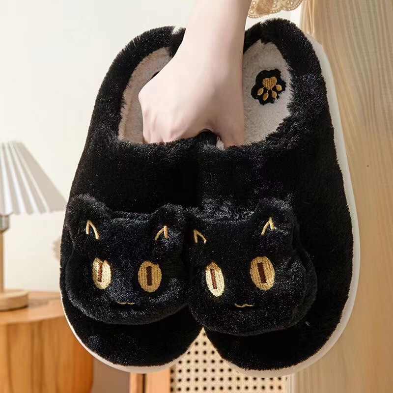 Cixi Yoyo Shoes 2025 New Cotton Slippers Plush Cartoon Cat Couple Home Thick-Soled Non-Slip Women's Slippers Cixi Yoyo Shoes 2025 New Cotton Slippers Plush Cartoon Cat Couple Home Thick-Soled Non-Slip Women's Slippers