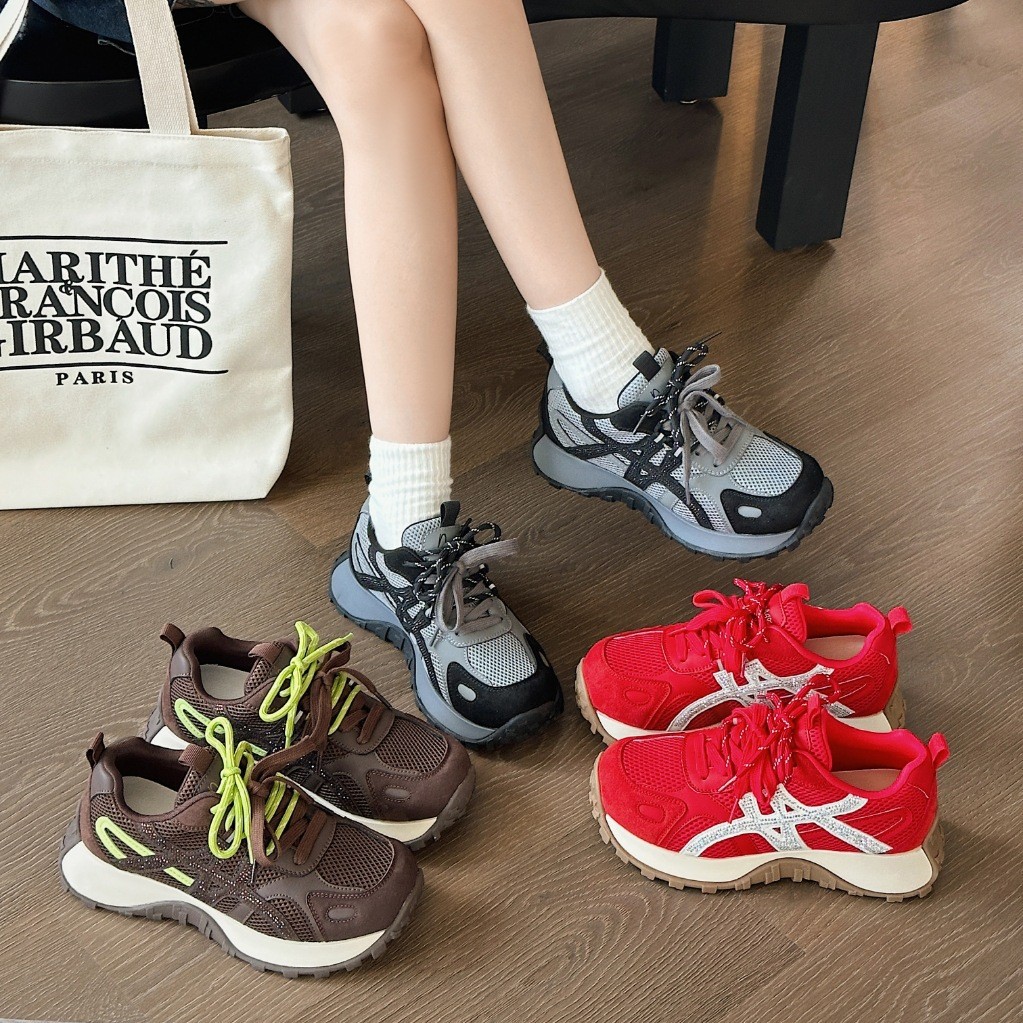 Genuine Leather Thick-Soled Moral Training Shoes for Women 2025 New American Flat Forrest Gump Shoes Versatile Breathable Casual Sports Shoes Sneakers