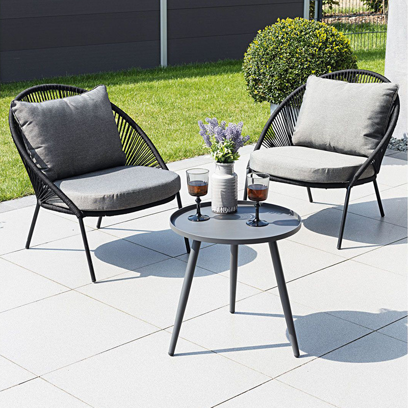 Combinación de sofá de ratán al aire libre Nórdico patio balcón terraza al aire libre ocio impermeable sola mesa de café conjunto de tres piezas image 3