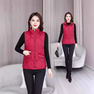 Explosions Down Cotton Vest Women's 2024 New Spring, Autumn and Winter Vest Shoulder Wearing Popular Fashion Vest Short Coat