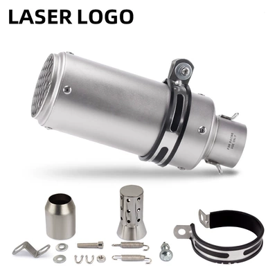 Z900 Duke390 R6 R1, Motorcycle exhaust pipe - silver-with-mesh-51mm