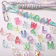 亚克力冰透镀彩七彩阳光大孔字母串珠手工diy手串珠手链项链配件