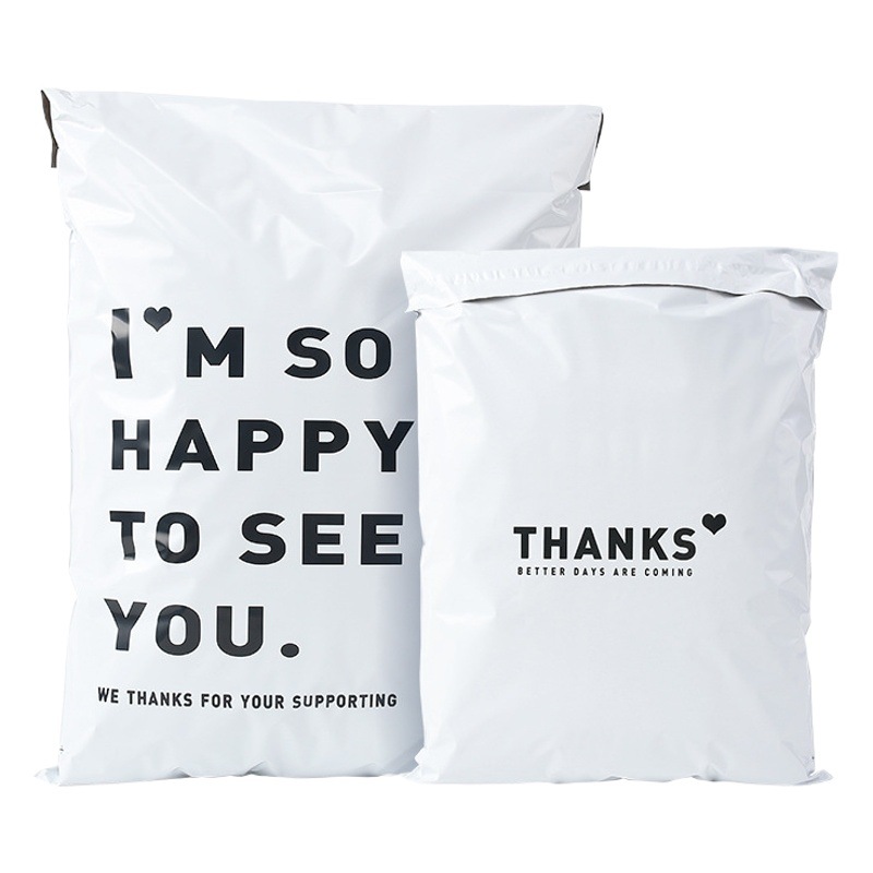 Bolsa expresa gruesa bolsa de embalaje blanco inglés bolsa de impresión logística bolsa de embalaje de ropa bolsa impermeable personalización