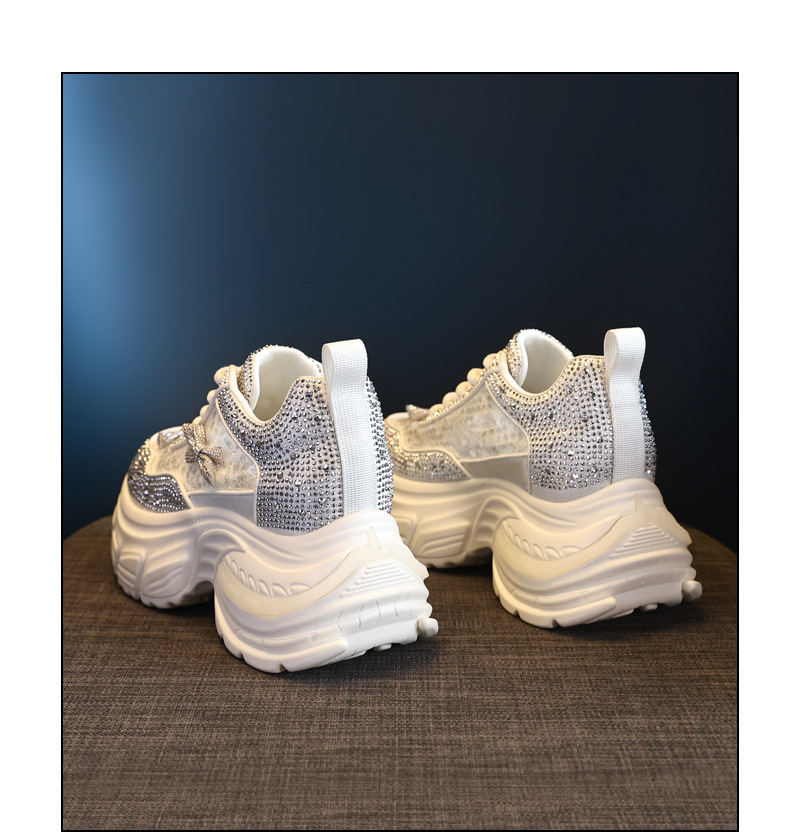 Giày sneaker nữ chunky đế dày đính đá phong cách thể thao — Màu trắng chi tiết 20