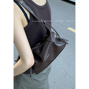 Cross-Border Retro Autumn Armpit Bag Women's 2024 New Fashion Shoulder Bag Simple Large Capacity Crossbody Bag