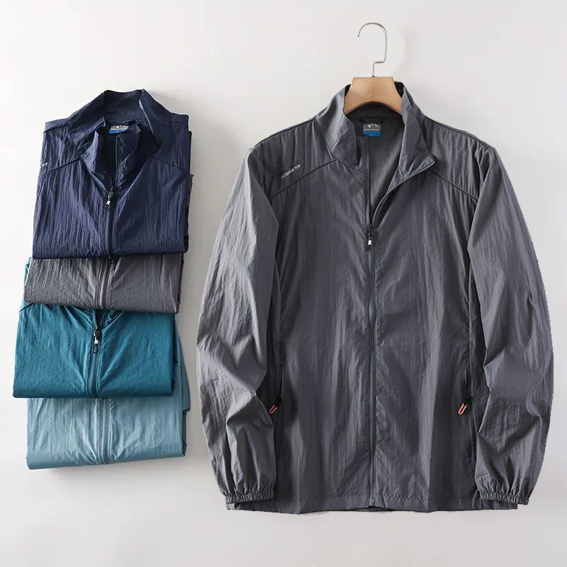 2024 Summer Quick-drying Outdoor New Ultra-thin Breathable Sun-protective Clothing Men's Vertical Collar Thin Men's Coat All-match Jacket