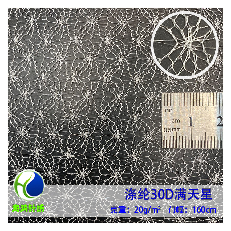 现货厂家直供 软网点点布  绣花底网 涤纶30d满天星网布