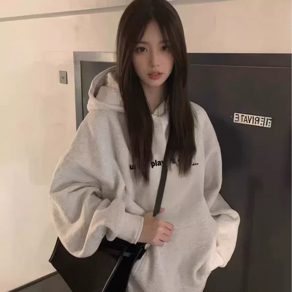 Navy blue hooded sweatshirt, new loose-fit outerwear, winter fleece-lined and thickened top, wholesale from factory, direct from the store