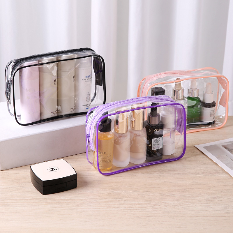 Bolsa de almacenamiento visual impermeable transfronteriza para cosméticos bolsas de almacenamiento portátiles para artículos de tocador bolsas de lavado con cremallera de PVC