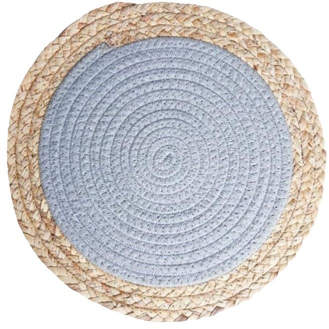 Mantel de paja hecho a mano de estilo japonés estera de olla estera de mesa de montaña aislamiento de calabaza hierba hilo de algodón mantel de doble pieza placemat redondo occidental