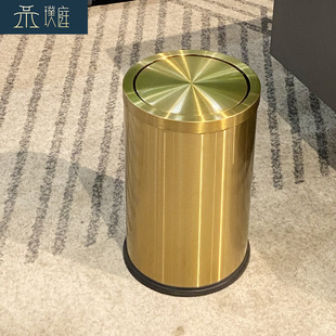 Crocker-type stainless steel trash can household living room commercial hotel bathroom cross-border foreign trade high-value golden tube