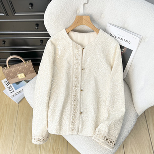 Embroidered Guofeng Heavy Industry Coat 2025 Spring New Elegant Retro Top Jacquard Chinese Retro Top Women