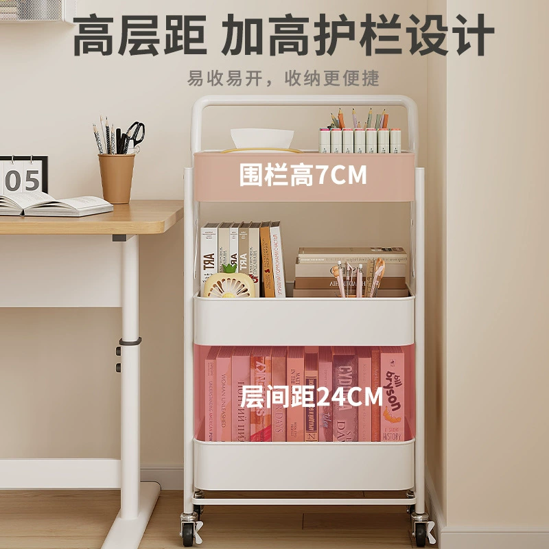 Folding Rolling Storage Trolley — Multi-Layer Standing Shelf, 3-Tier Foldable Compact