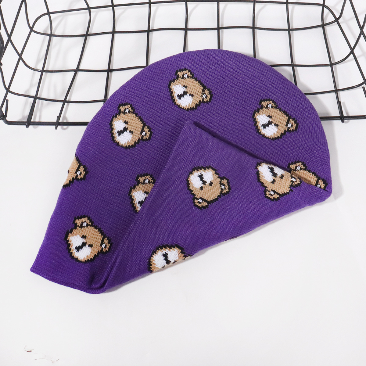 Sweet and cute bear pattern knitted hat men and women outdoor riding warm_voghion.com