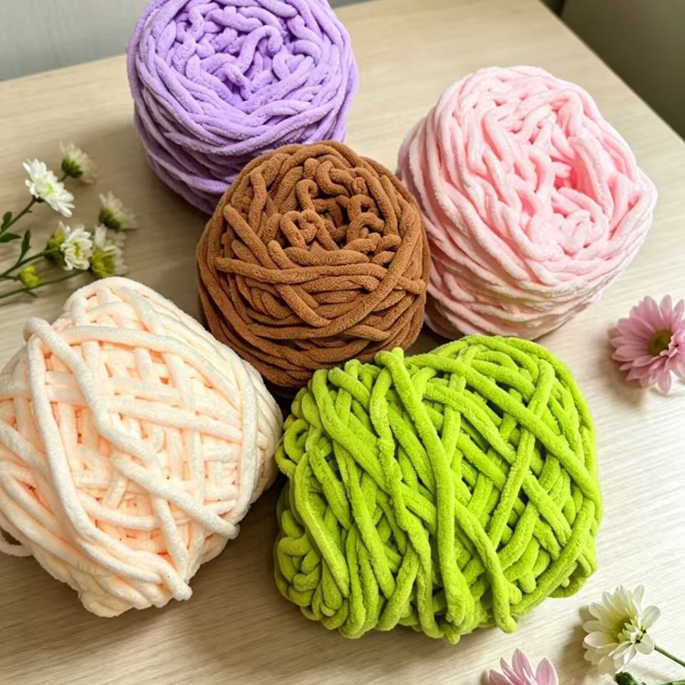 冰条线粗毛线钩拖鞋7毫米毛线团手工编织diy玫瑰花朵毛毯围巾批发