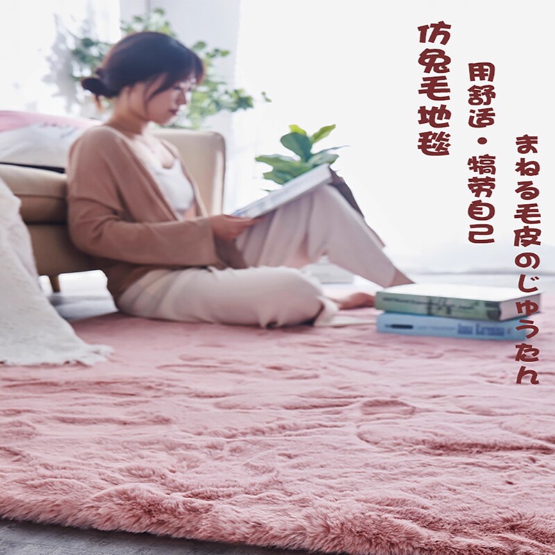 ins风仿兔毛客厅茶几地毯卧室可睡可坐少女床边毯撸猫感满铺地毯|undefined