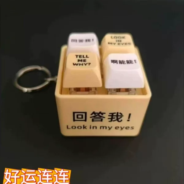 Answer Me, Lookmyeyes Toy, Sound-Making, Light-Up, Electronic Voice, Funny Stress-Relief Small Button Keychain Toy