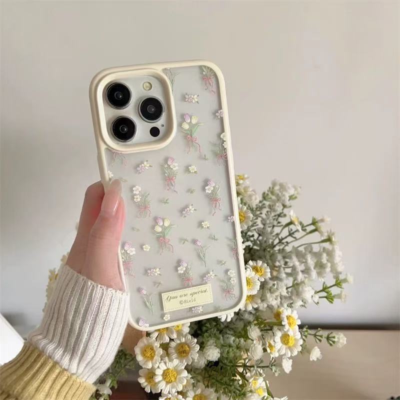 Pequeño tulipán fresco para iPhone16ProMax Girl Heart 14 Apple 15 funda para teléfono móvil 13 nuevo 15PM