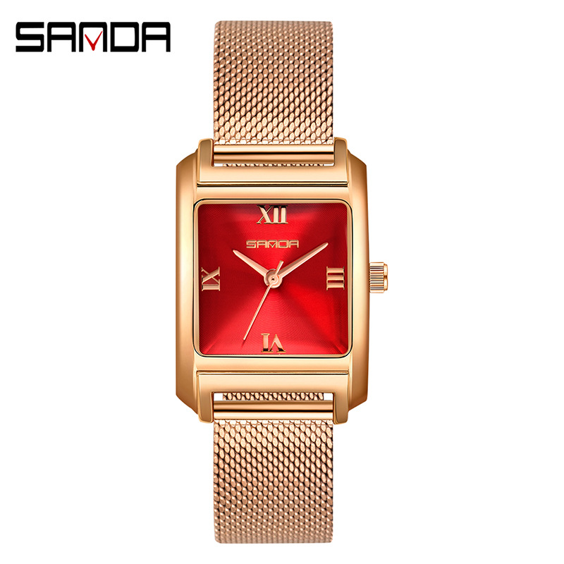 메쉬 벨트 로즈 골드 레드