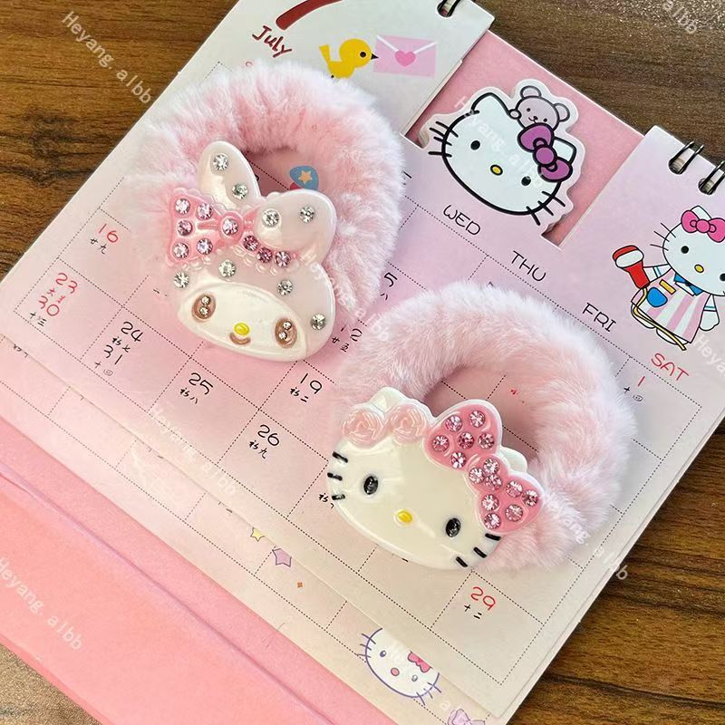 Autumn and winter new melody KT cat plush hair ring sweet girl heart ponytail rubber band head rope all-match student hair accessories