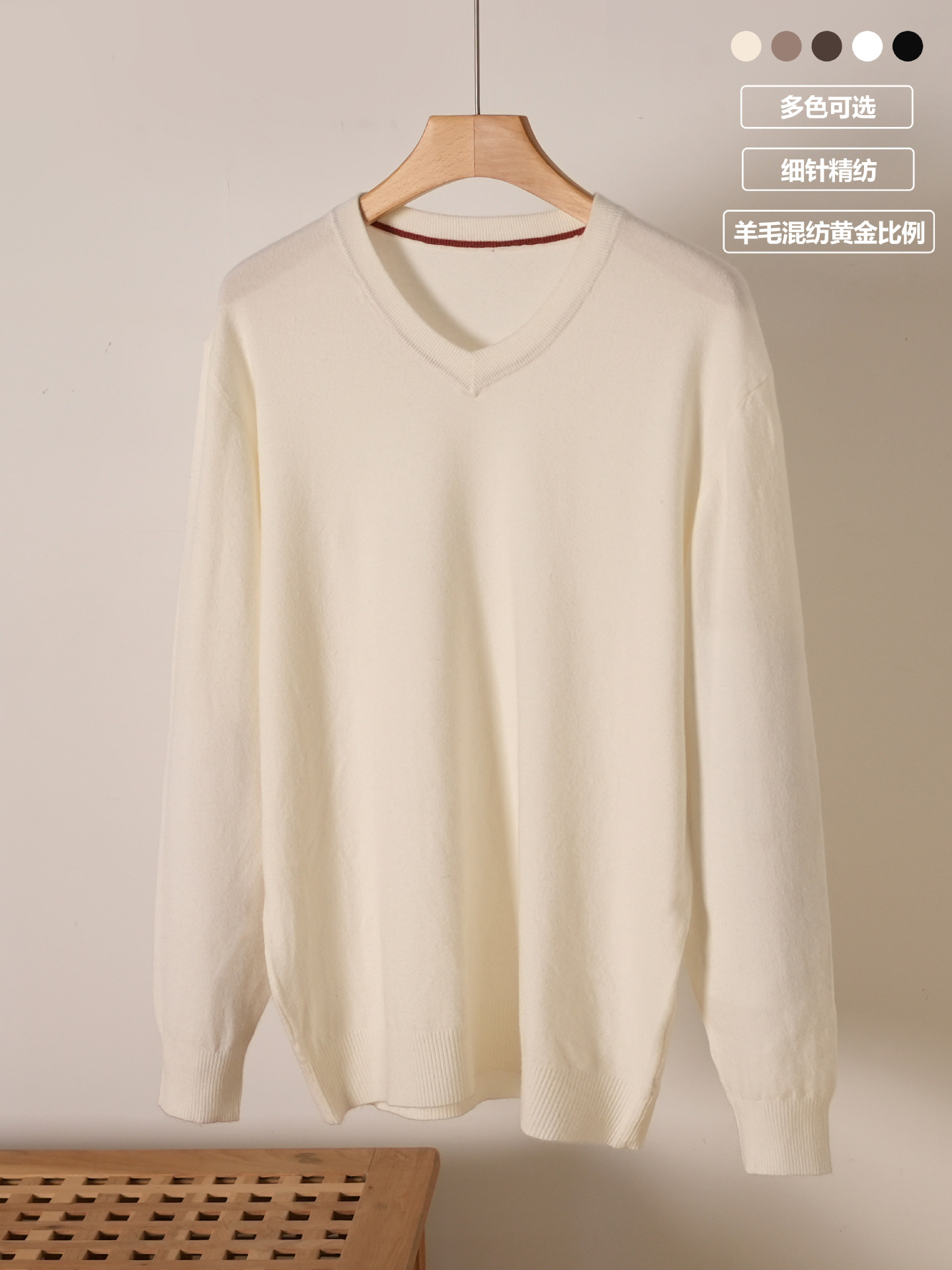 Transfronterizo de hombre otoño y invierno 2025 nuevo hombre cuello en V suéter de lana casual suéter de overhead suéter de punto camisa superior