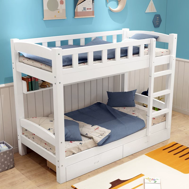 Двухэтажная кровать 80см 90см шириной 1m красочная для взрослых, двухъярусная кровать из цельного дерева, высокая и низкая, для маленькой квартиры