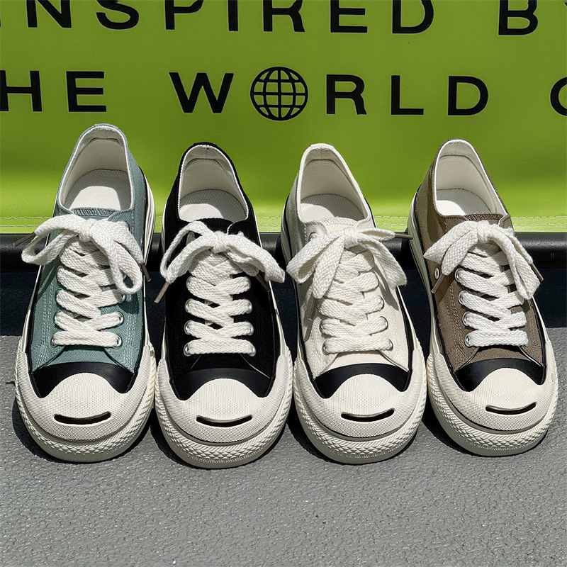 Afanting Open-Toe Low-Top Canvas Shoes for Men, Soft Midsole, Height-Increasing, Japanese Style Casual Shoes, Men's Niche Trendy Style 1571