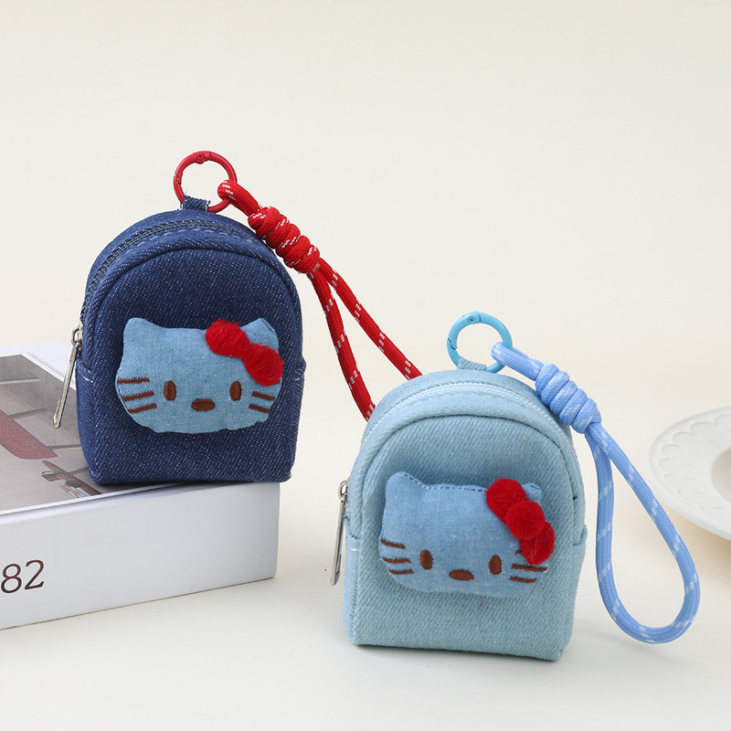 Cartoon KT Cat Fabric Small Bag for Earphones, Keys, and Coins, Multifunctional Mini Coin Purse for Students and Women Cartoon KT Cat Fabric Small Bag for Earphones, Keys, and Coins, Multifunctional Mini Coin Purse for Students and Women