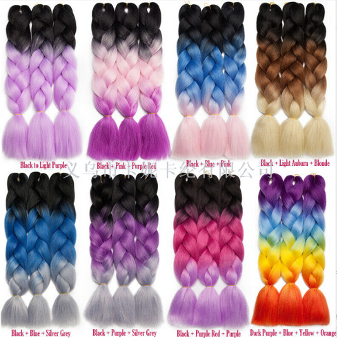 Trenzas negras sucias de alta calidad fibra de seda multicolor gran fábrica de trenzas directas