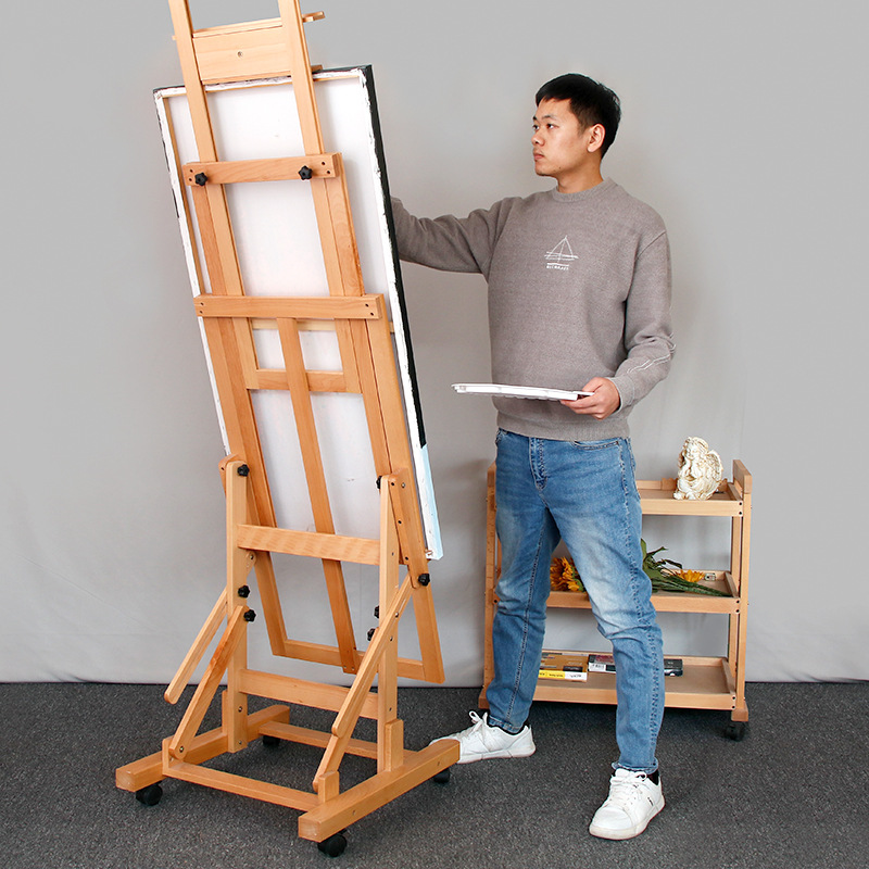 Beech wooden support art student professional sketch oil painting stand floor-standing large drawing board easel