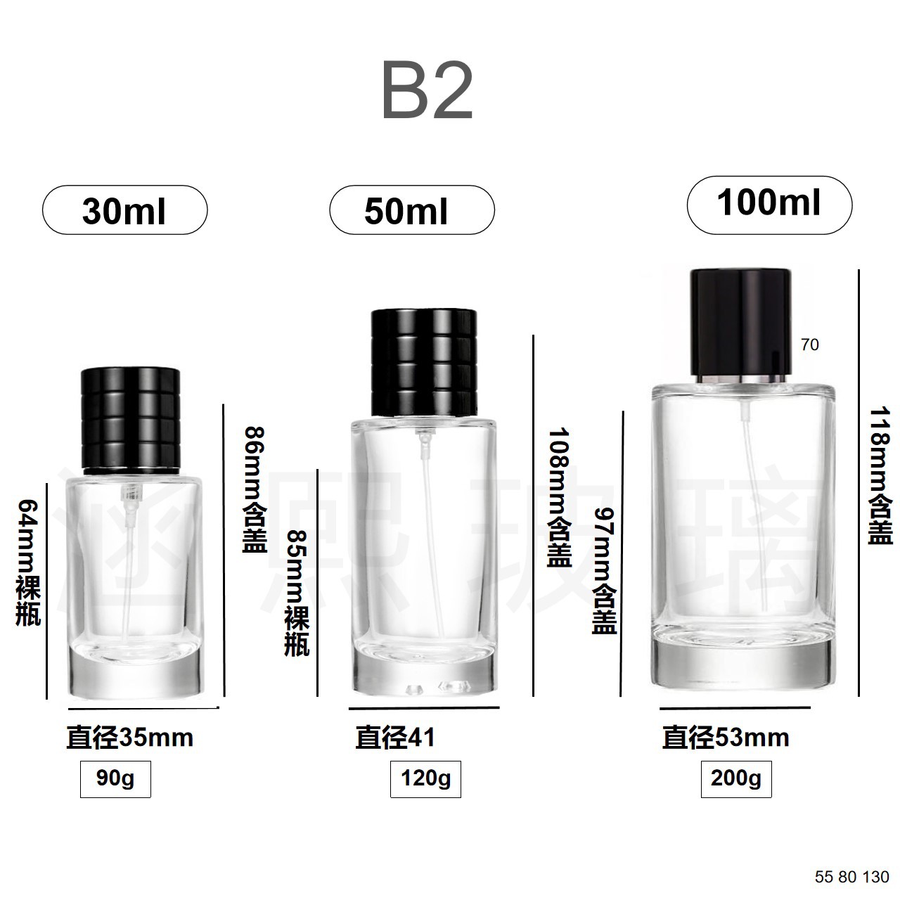 30ml; modelo B2; vidrio