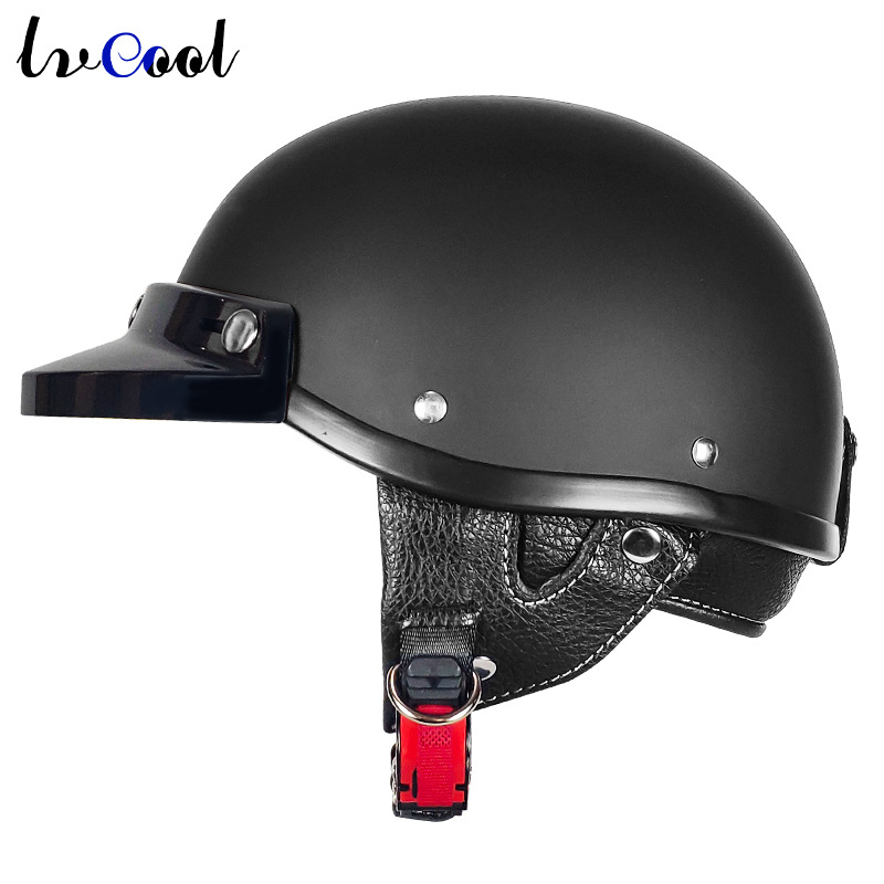 Casco de motocicleta Casco retro medio casco de estilo japonés certificado 3c para hombres y mujeres, coche eléctrico de verano y otoño, casco de pala, hebilla rápida