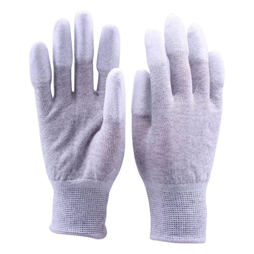 Прямые поставки с фабрики, антистатический сердечник из углеродного волокна, перчатка с полиуретановым покрытием, полоса на ладони, пять пальцев, четыре пальца, дозирование, нескользящее на складе