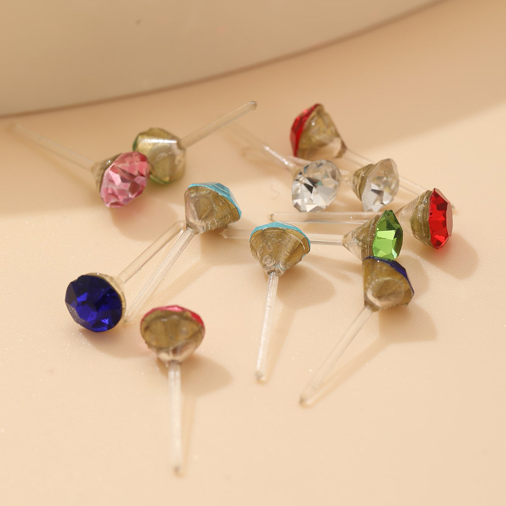 2021 New Creative Cute Multi-color Color Rhinestone Earrings 36-piece Set display picture 5