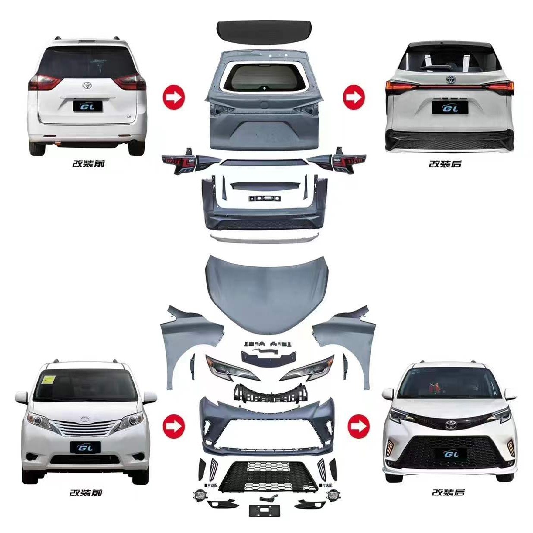 Suitable for 11-20 Toyota Sienna modification to the new 21 Sienna XSE Sport version front bumper with upgraded body kit