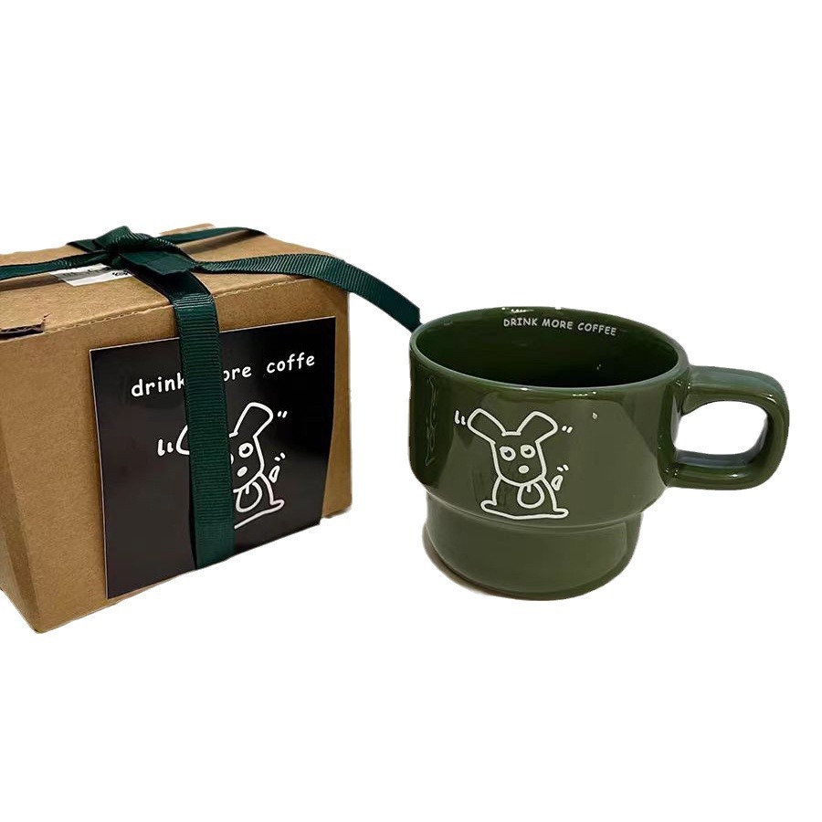 Casual Ceramic Cup, Cute Niche Cartoon Mug, Gentle Milk Coffee Cup, Coffee Couple Cup, Can Be Printed with logo