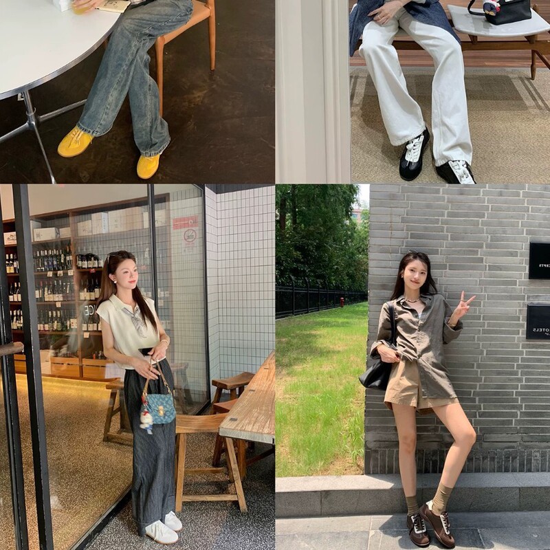 澜柜版~超火复古拼色厚底德训鞋女2025秋新款内增高运动休闲板鞋|undefined