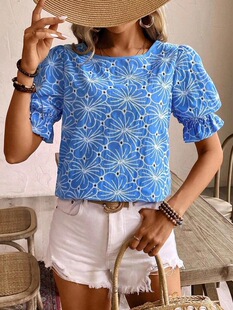 O 49484 Floral Embroidered Round Neck Top ���ܴ̽��A�I����