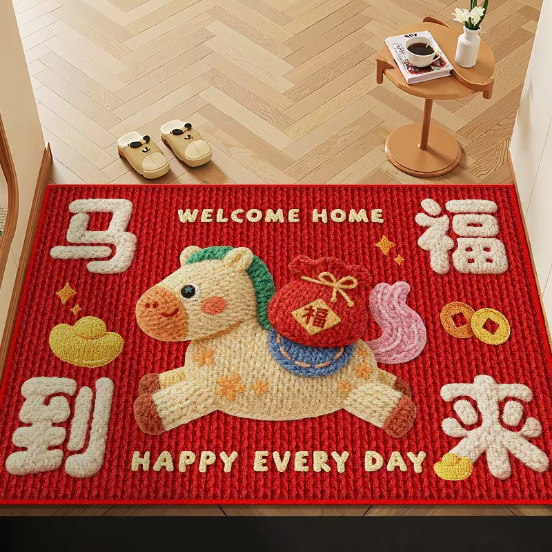 爆款小马新年硅藻泥地垫沐浴间速干垫玄关入户装饰垫浴室吸水脚垫